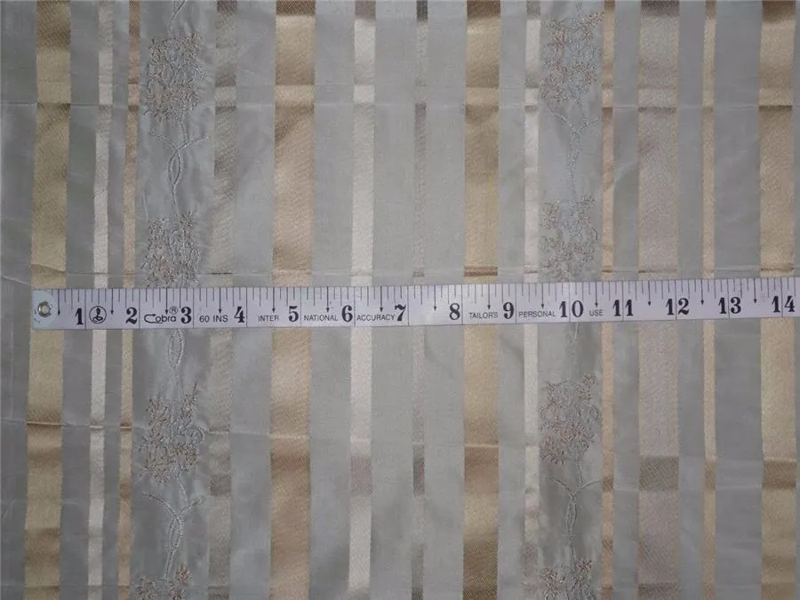 100% silk taffeta satin stripe embroidered