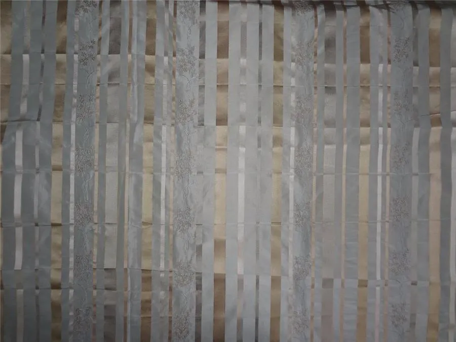 100% silk taffeta satin stripe embroidered