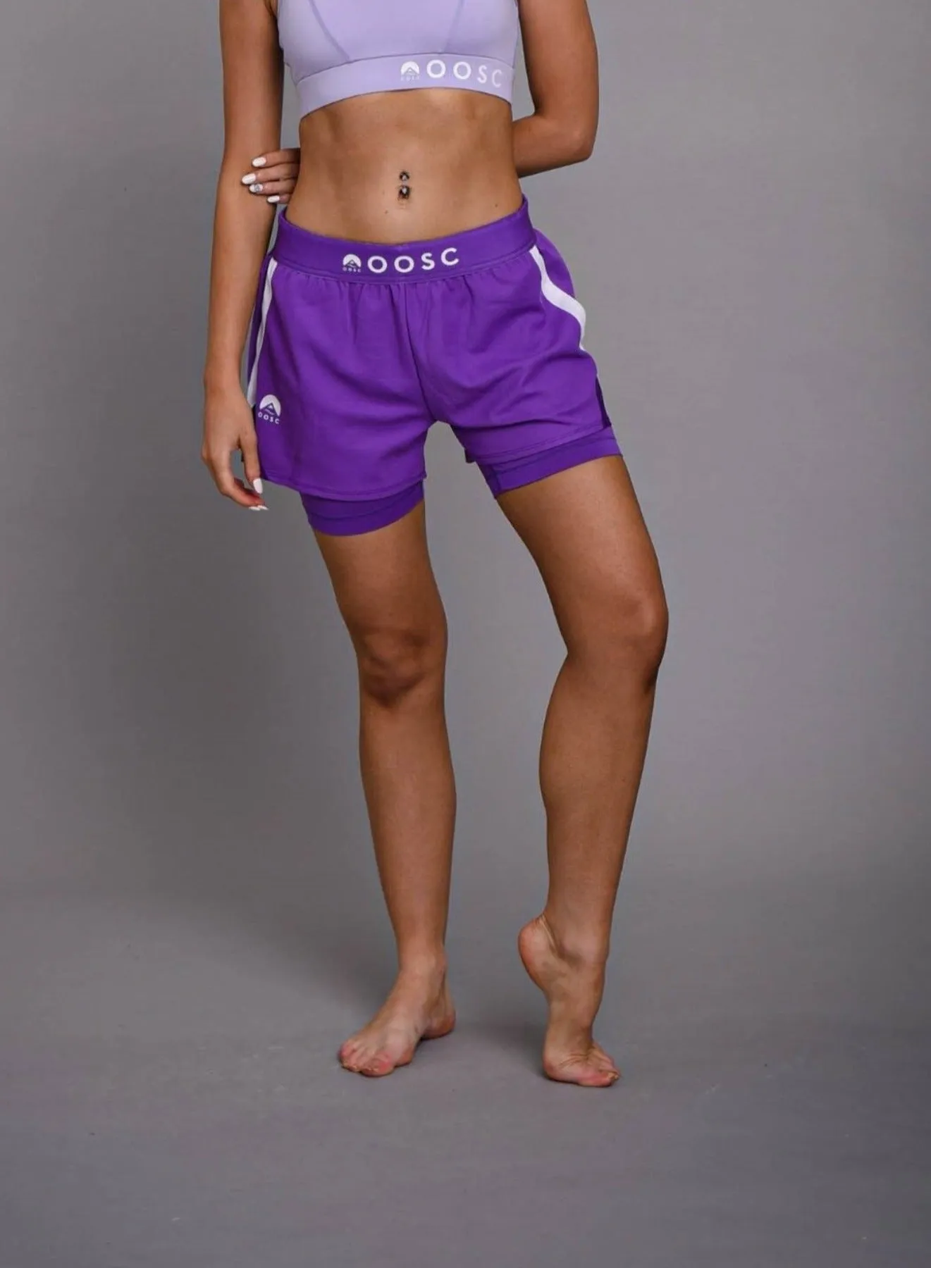 2-in-1 Booty Gym Shorts Purple - Women's