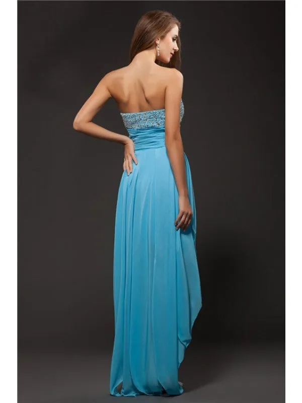 A-Line/Princess Sweetheart Beading Sleeveless High Low Chiffon Cocktail Dresses
