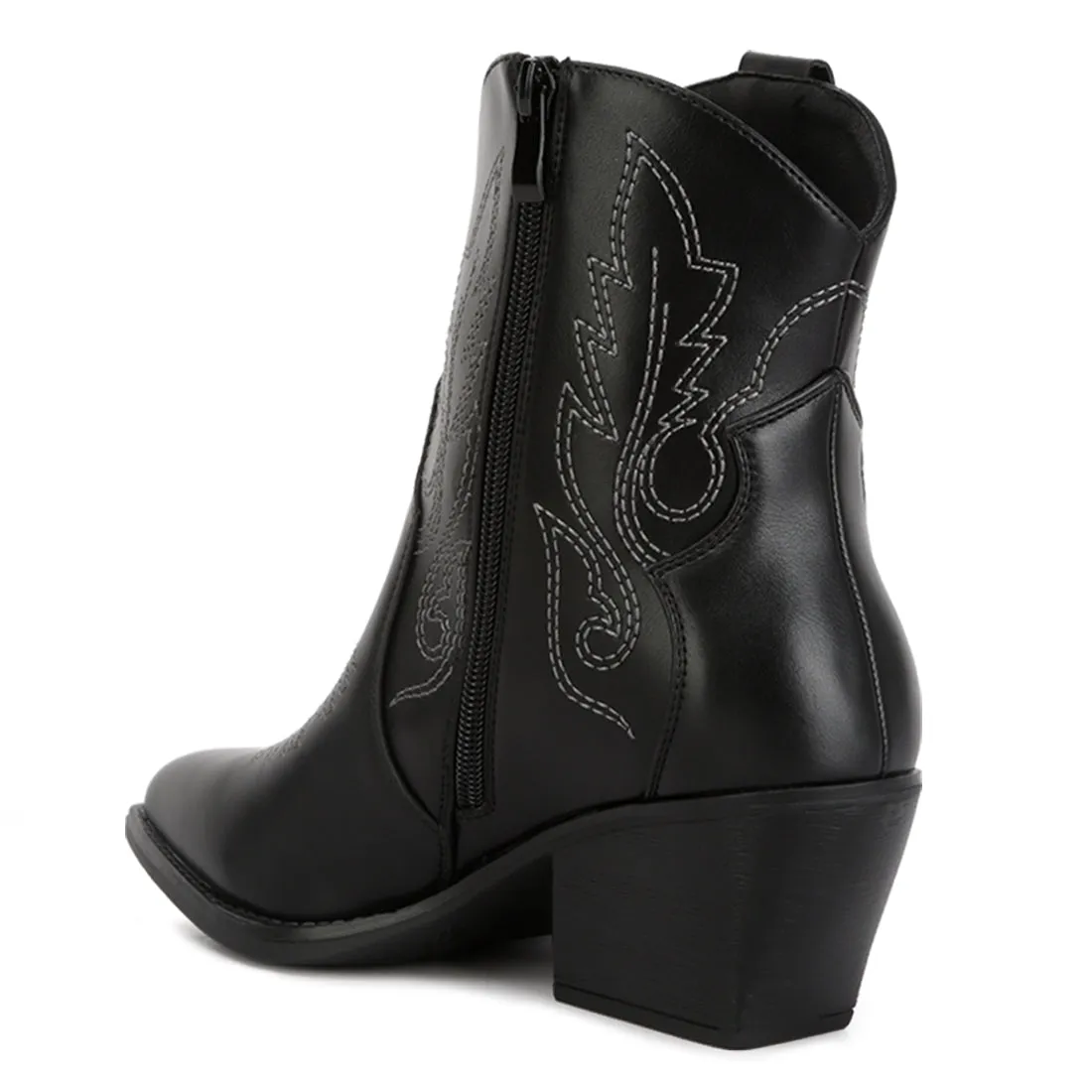 Ankle Length Block Heel Cowboy Boots