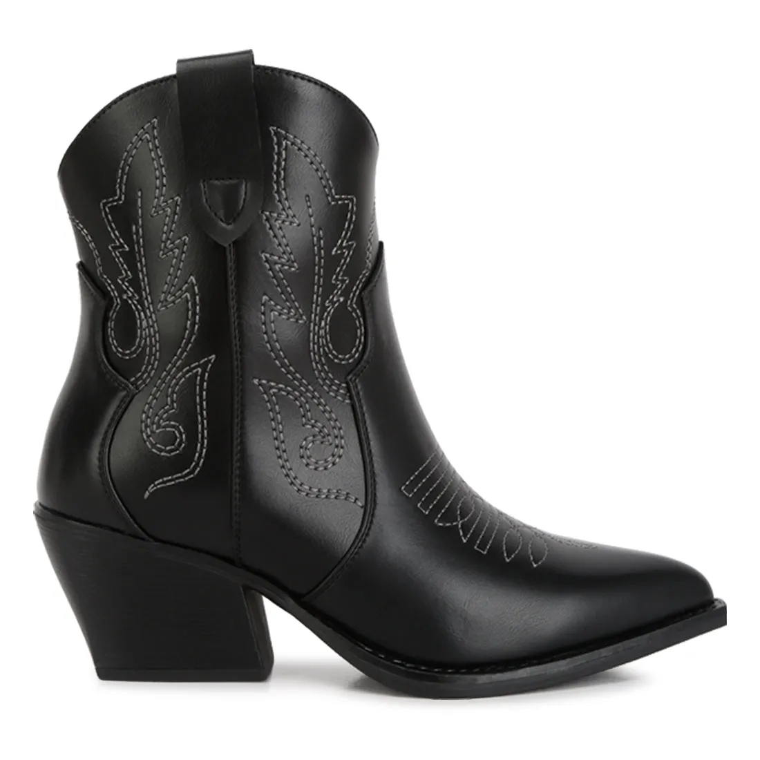 Ankle Length Block Heel Cowboy Boots