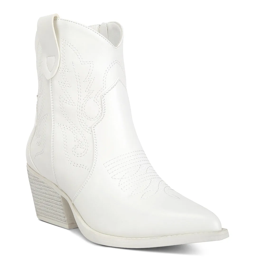 Ankle Length Block Heel Cowboy Boots