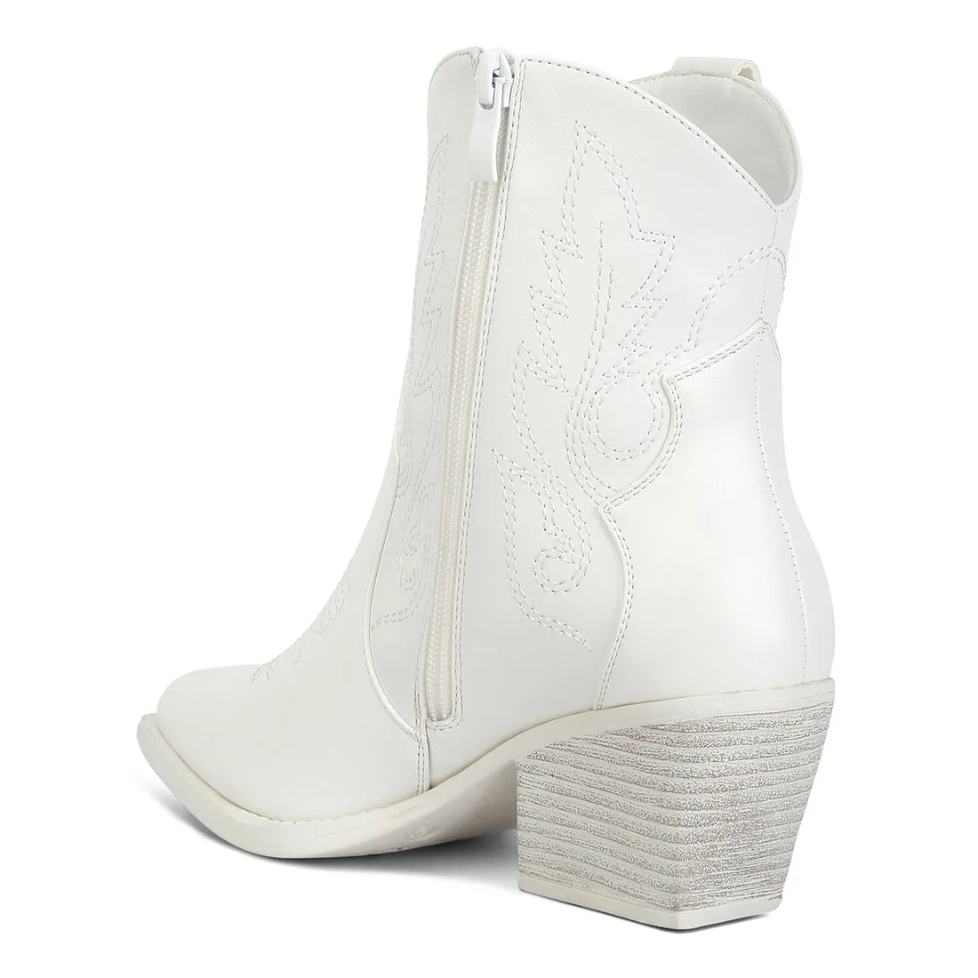Ankle Length Block Heel Cowboy Boots