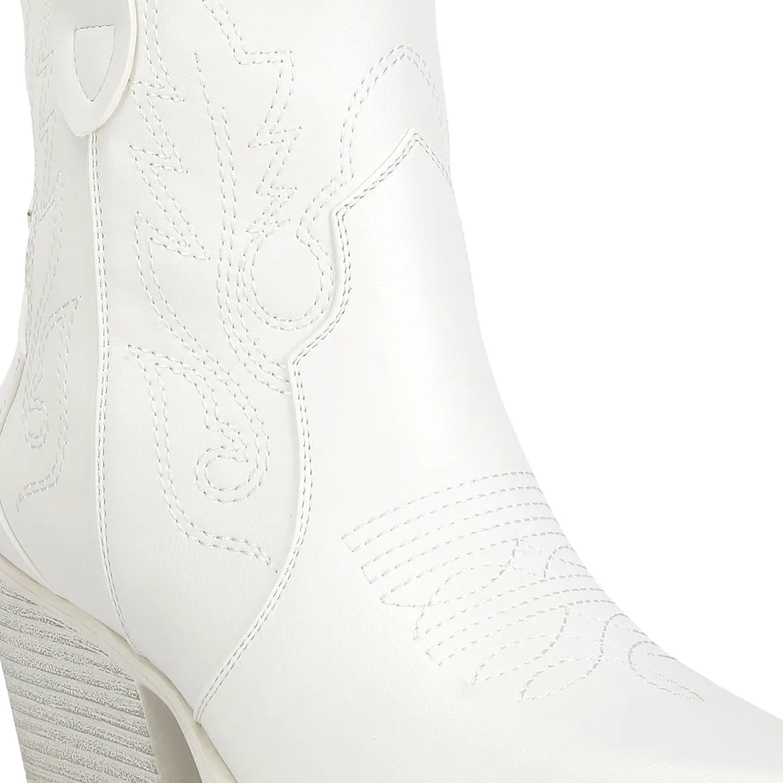 Ankle Length Block Heel Cowboy Boots