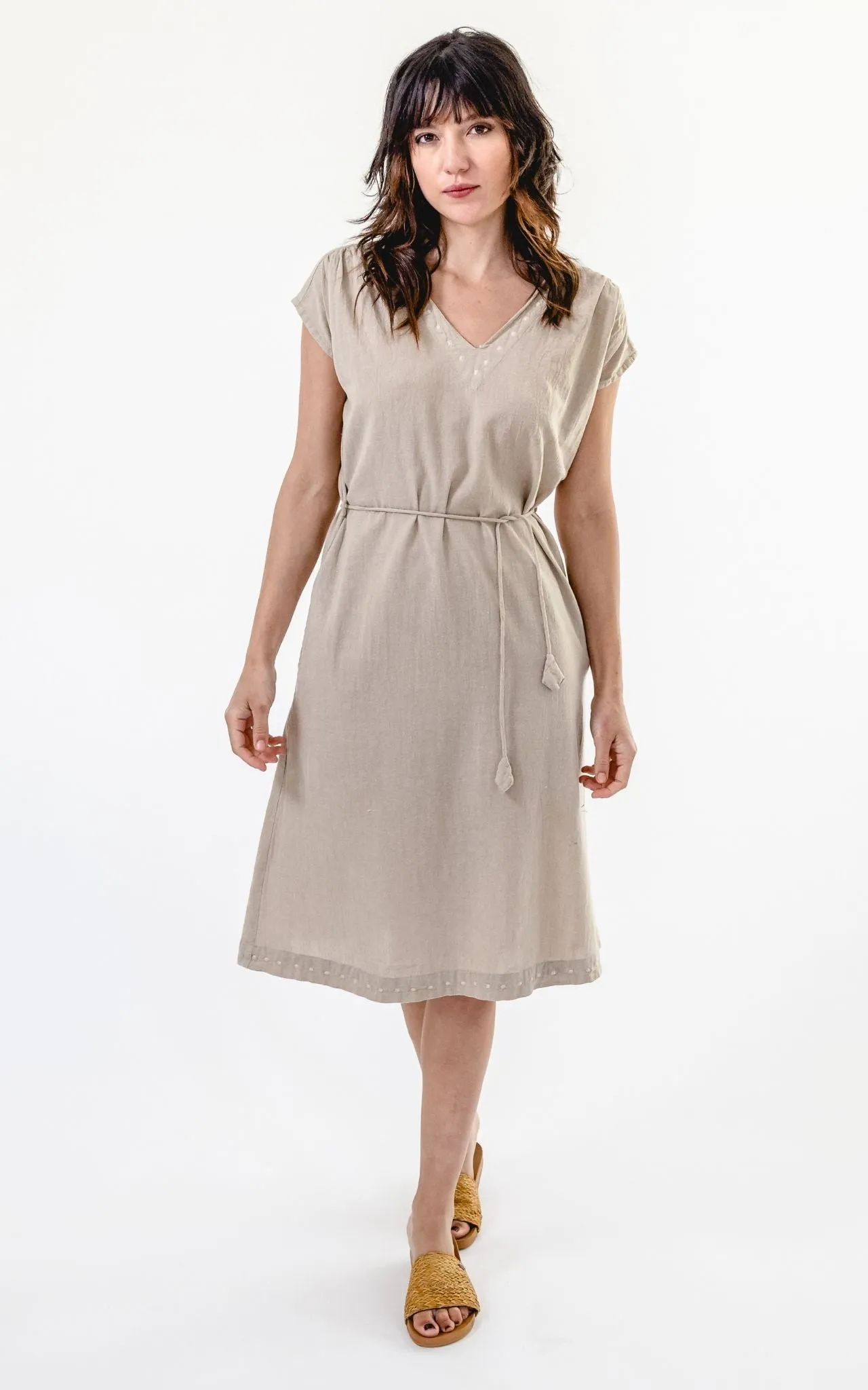 Aurora Dress | Embroidered - Oatmeal