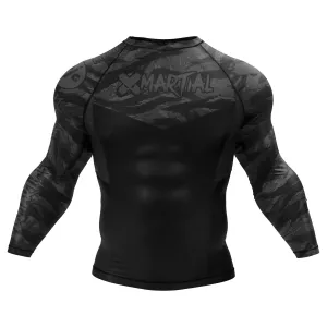 BJJ Rash Guard Black Tiger Camo X-Tech 25 Series
