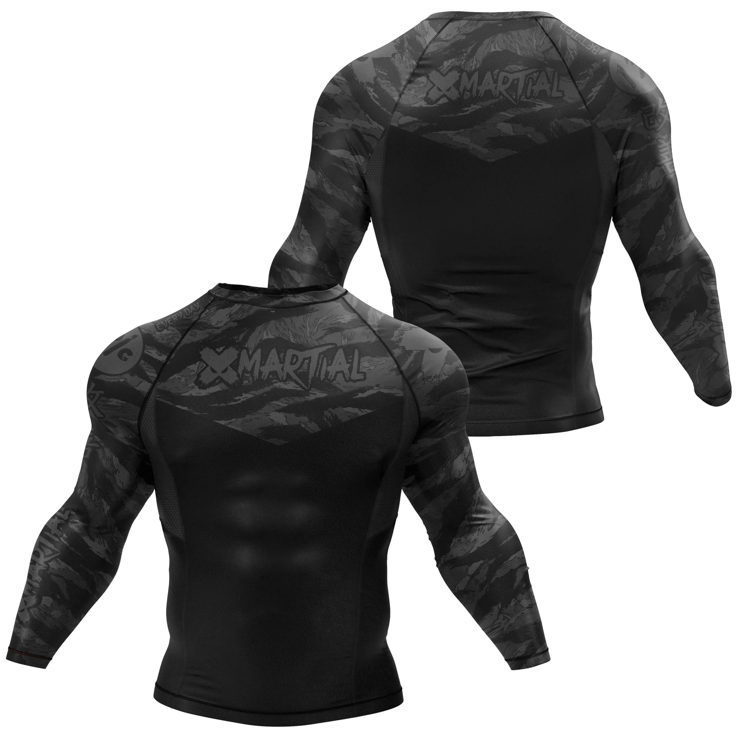 BJJ Rash Guard Black Tiger Camo X-Tech 25 Series