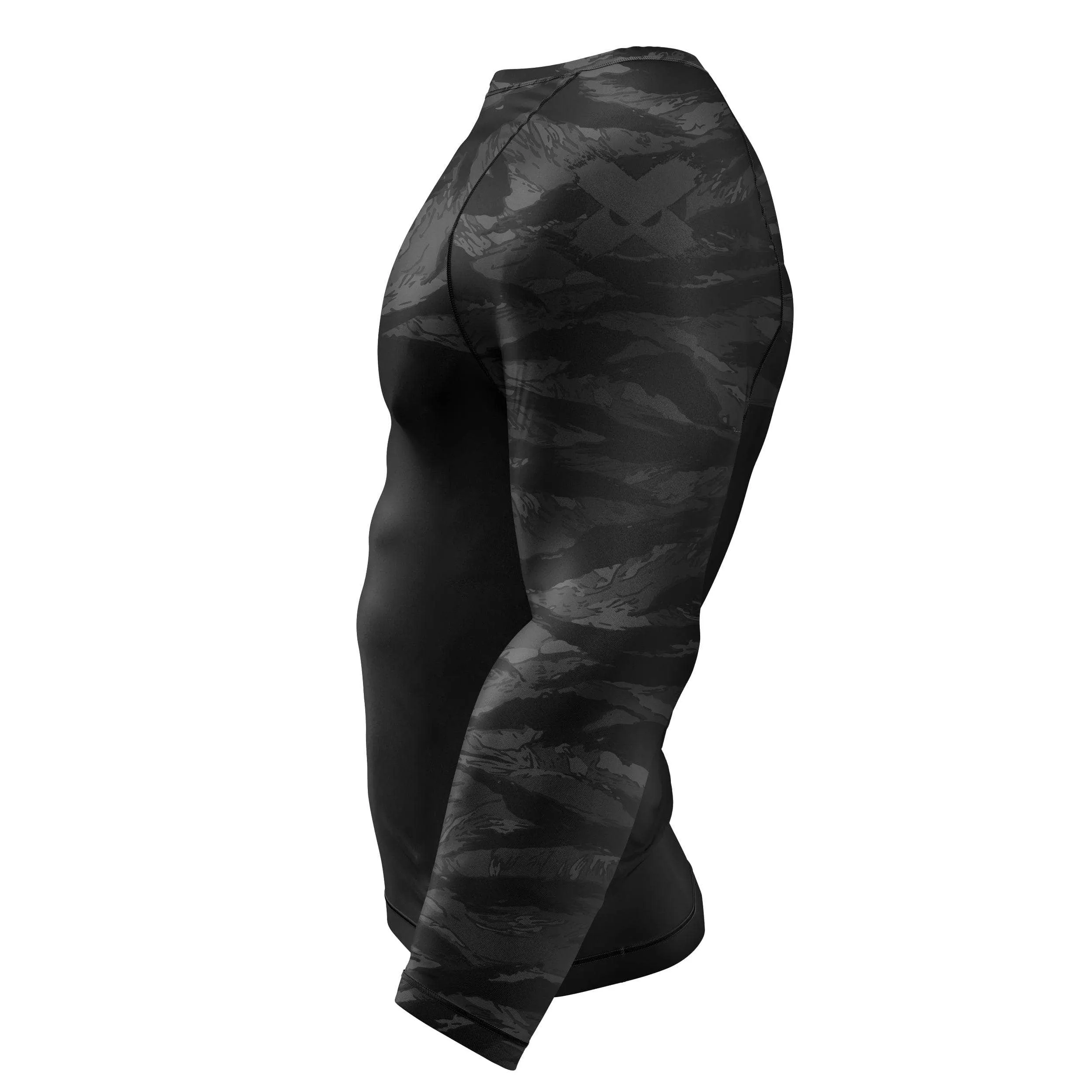 BJJ Rash Guard Black Tiger Camo X-Tech 25 Series