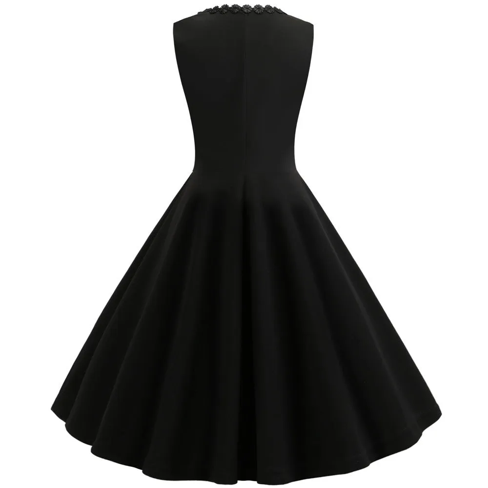 Black Flower Embroidered Dress