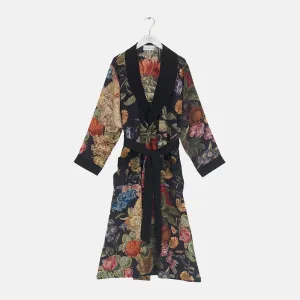 Black Primula Crepe Dressing Gown