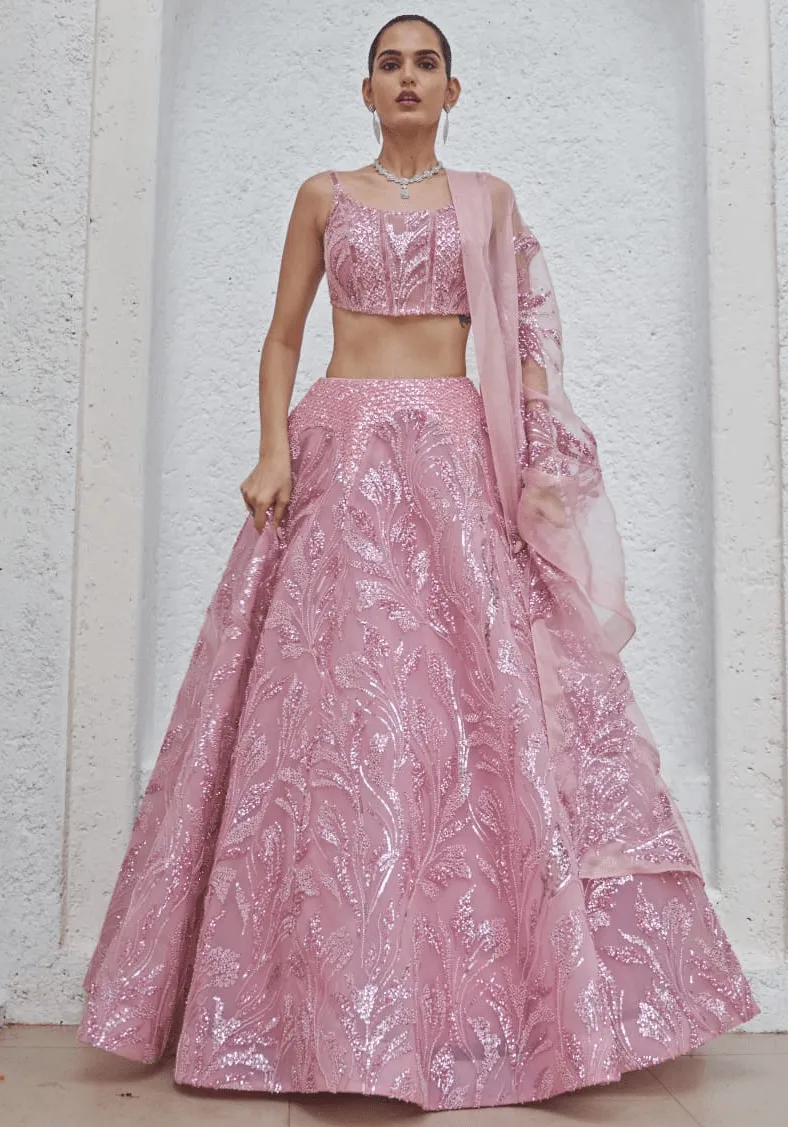 Blush Pink Embroidered Lehenga Set