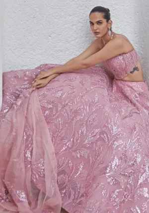 Blush Pink Embroidered Lehenga Set