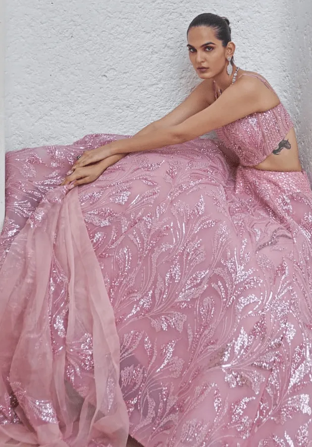 Blush Pink Embroidered Lehenga Set