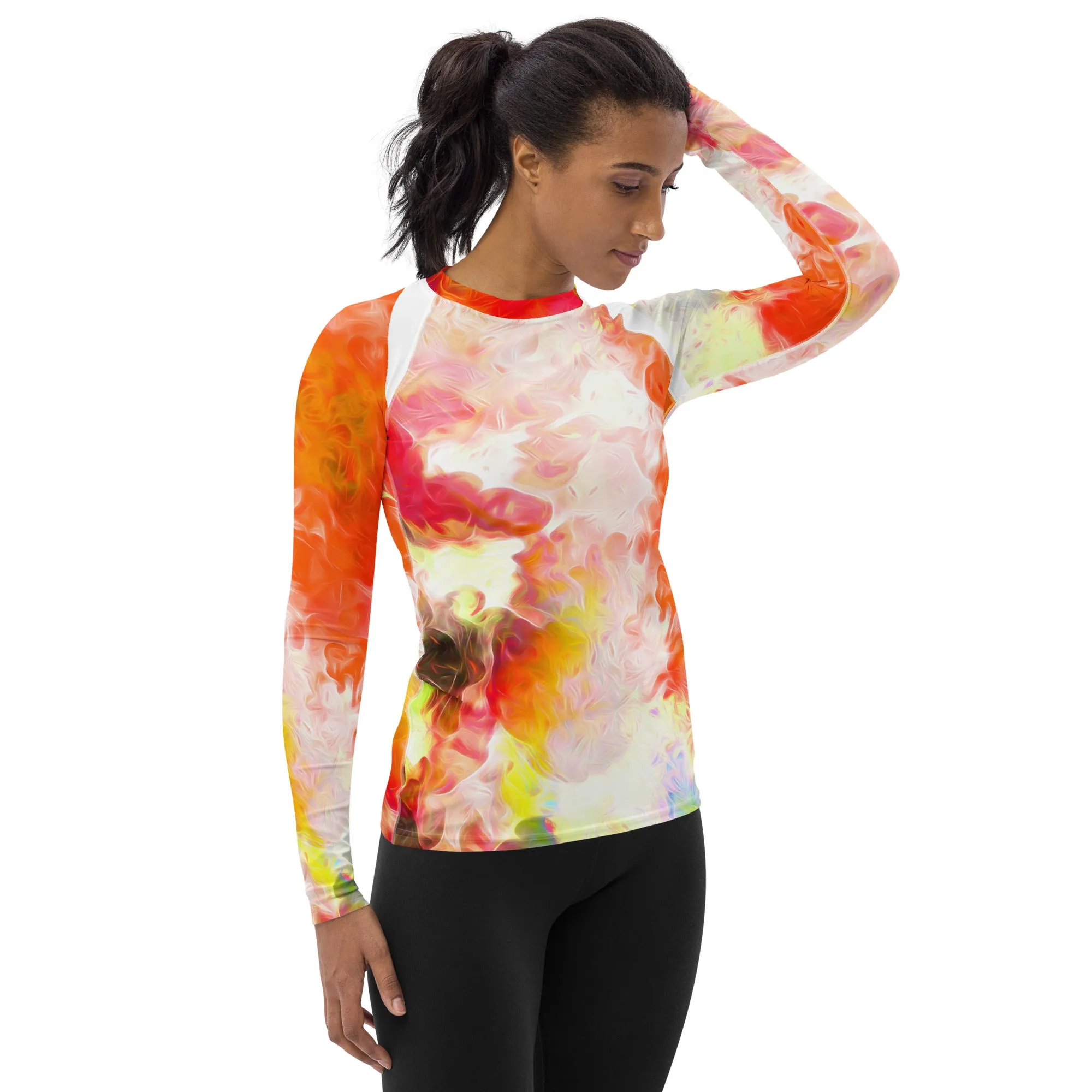 Bright, Cheerful Activewear Top- Long Sleeve Rash Guard. Sporty Running Gear. Streetwear. WickedYo.