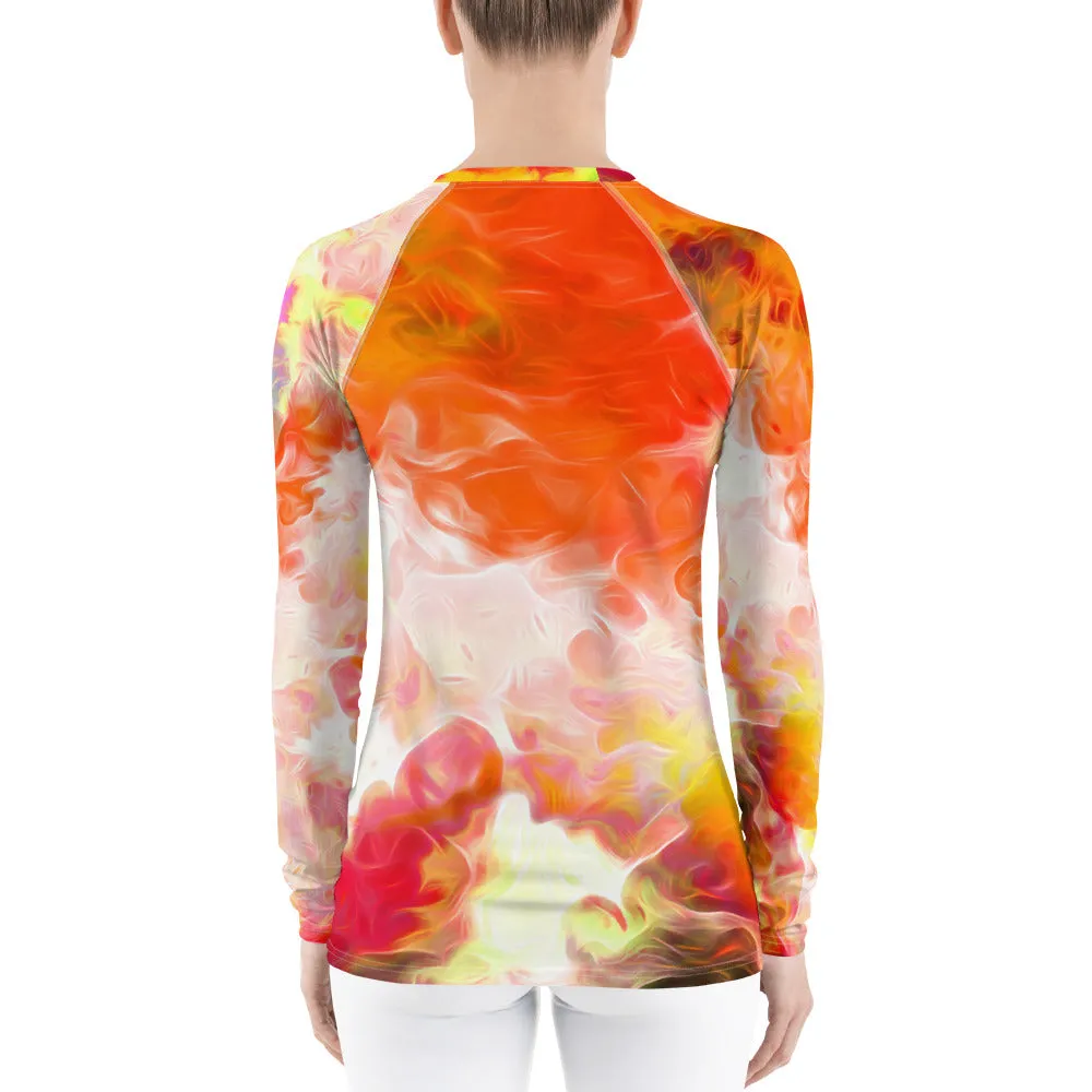 Bright, Cheerful Activewear Top- Long Sleeve Rash Guard. Sporty Running Gear. Streetwear. WickedYo.
