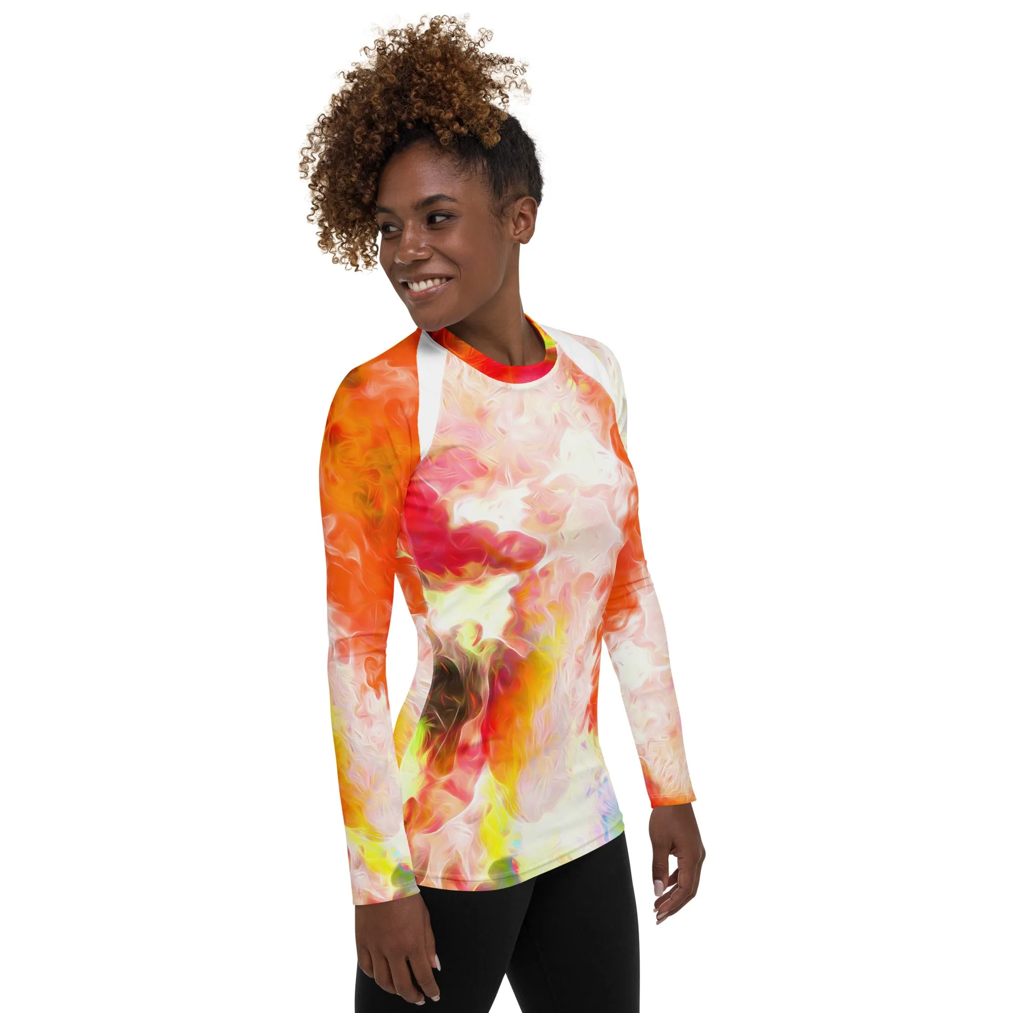 Bright, Cheerful Activewear Top- Long Sleeve Rash Guard. Sporty Running Gear. Streetwear. WickedYo.