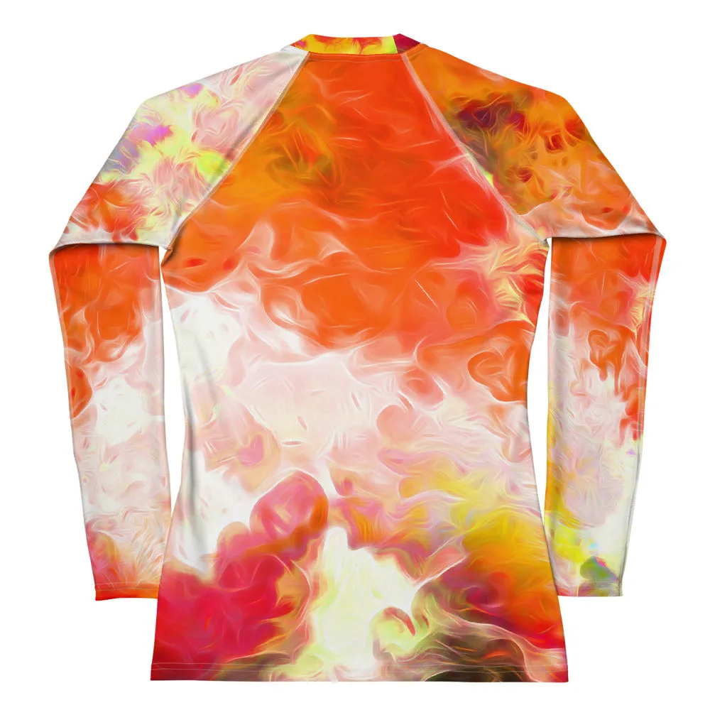 Bright, Cheerful Activewear Top- Long Sleeve Rash Guard. Sporty Running Gear. Streetwear. WickedYo.