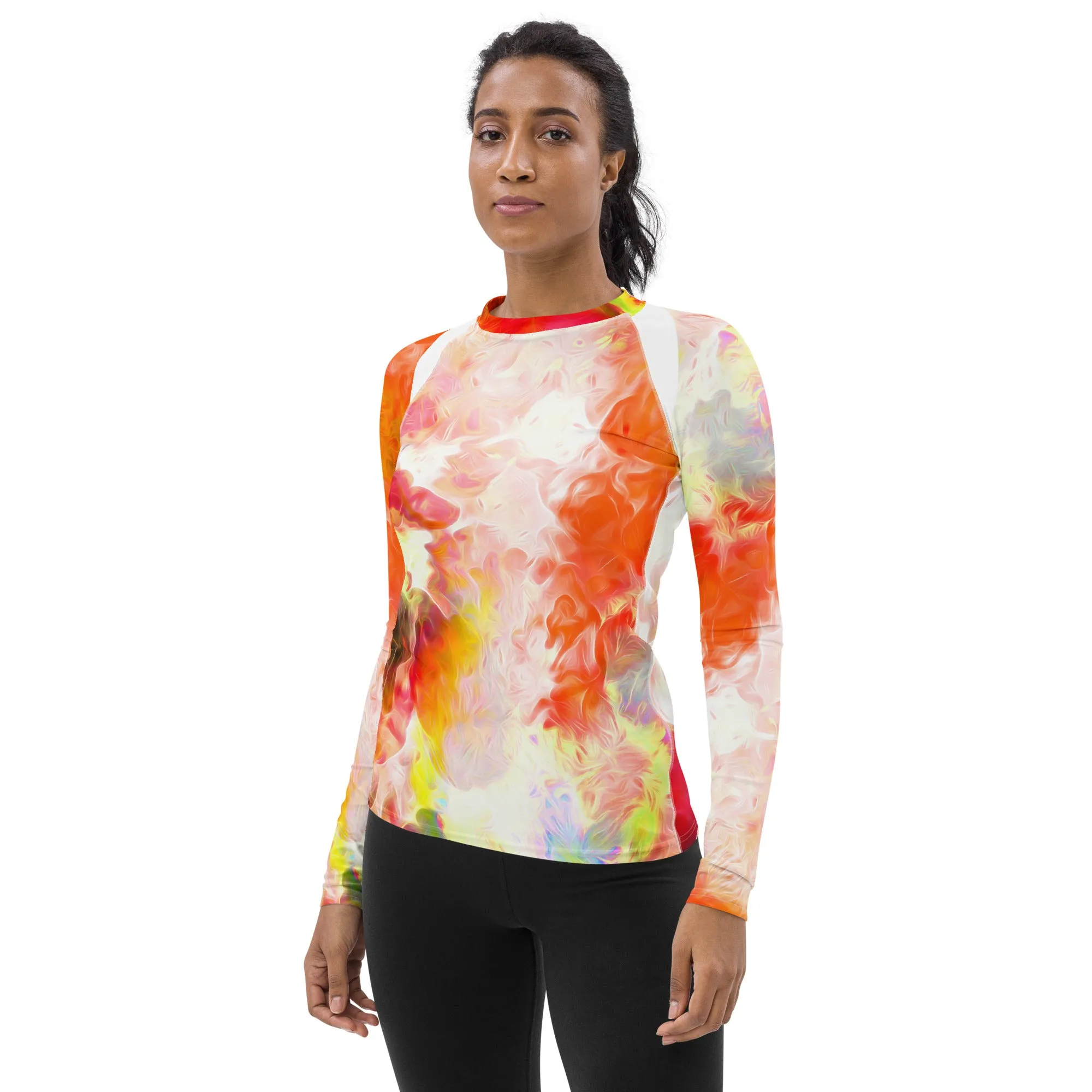 Bright, Cheerful Activewear Top- Long Sleeve Rash Guard. Sporty Running Gear. Streetwear. WickedYo.