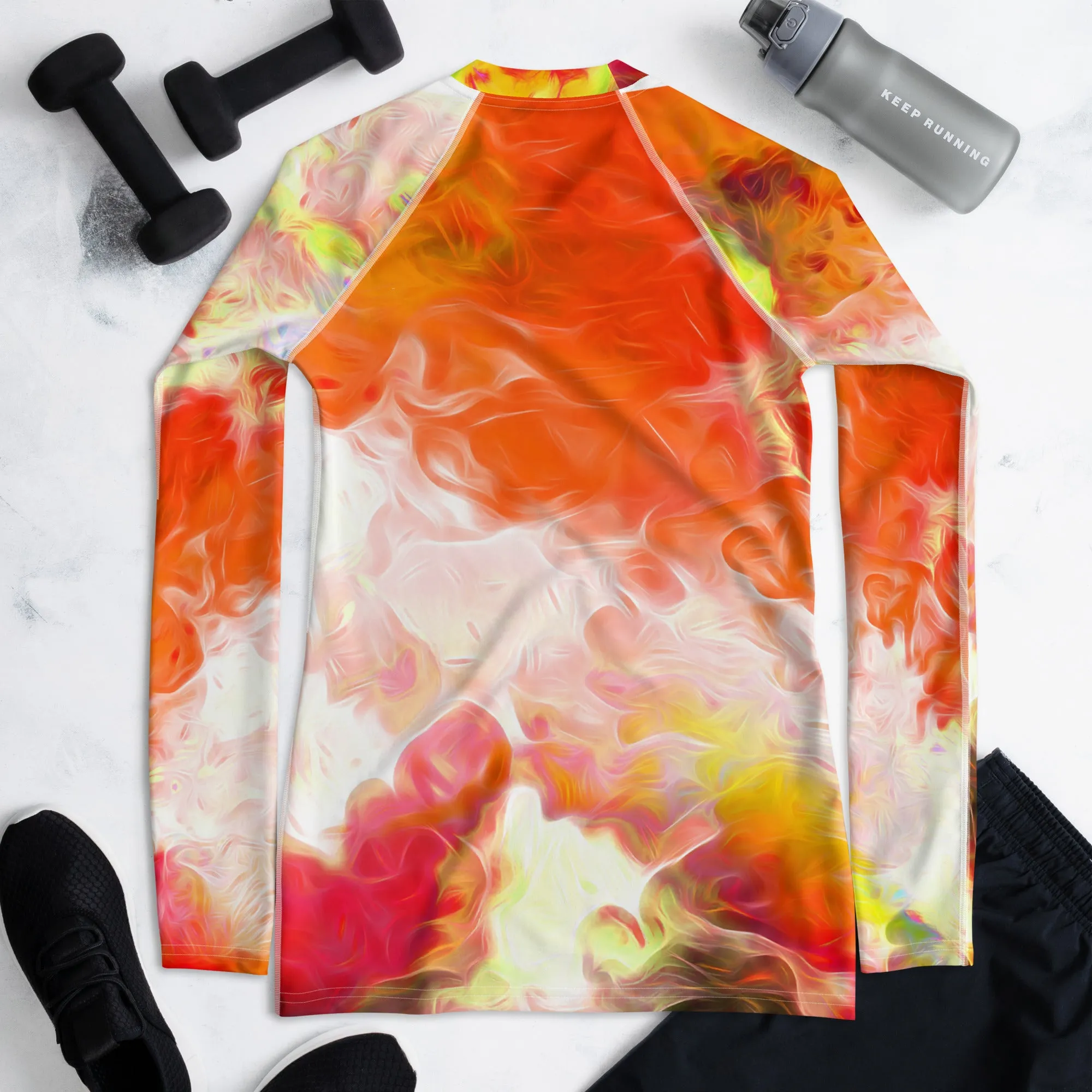 Bright, Cheerful Activewear Top- Long Sleeve Rash Guard. Sporty Running Gear. Streetwear. WickedYo.