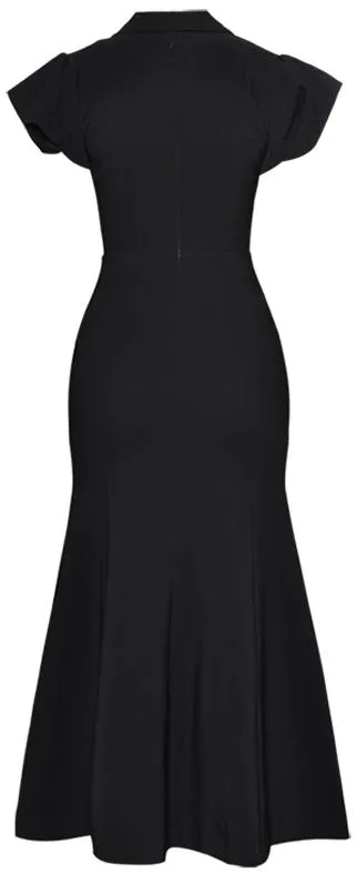 Butterfly-Sleeve Double-Breasted Gown
