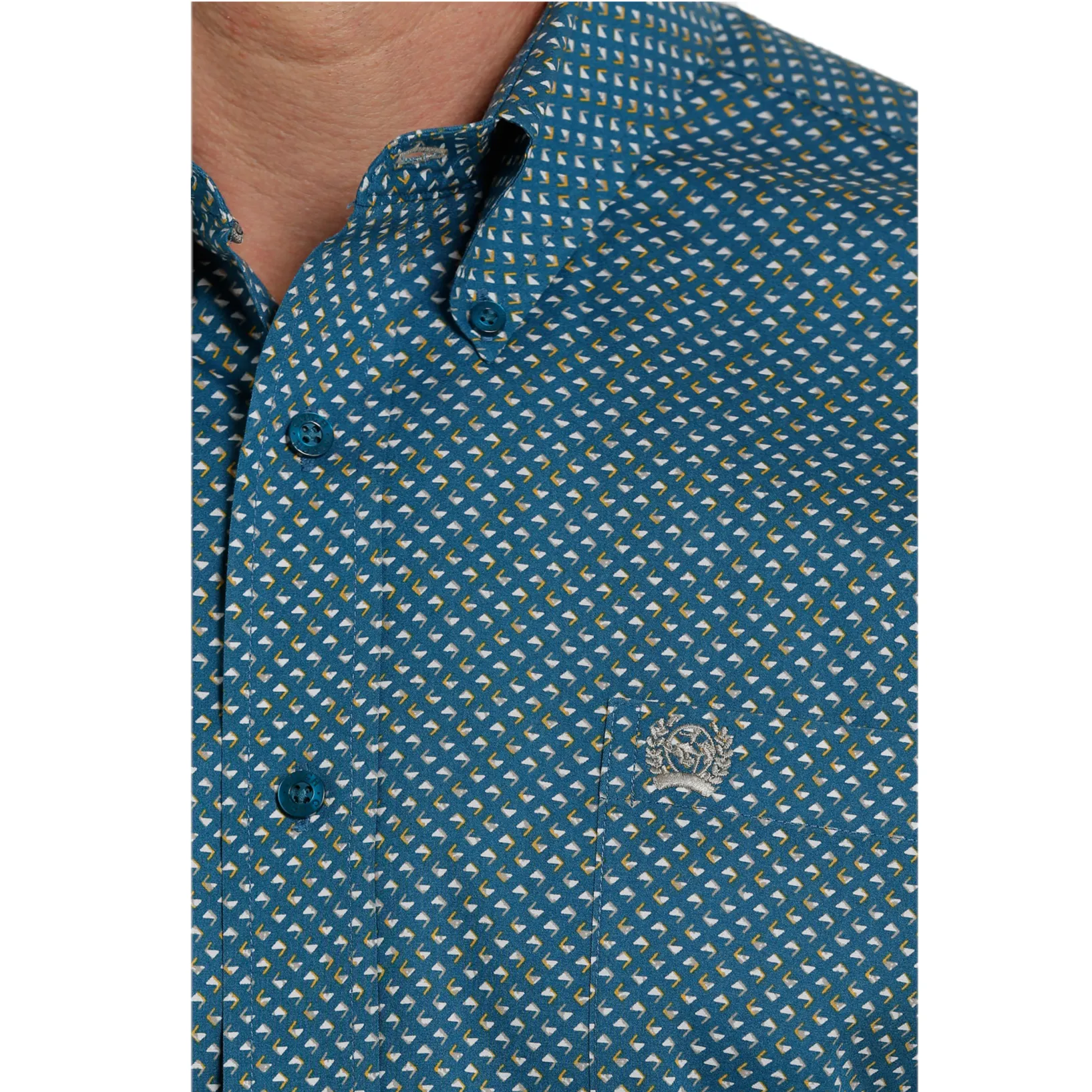 Cinch® Men's Diamond Printed Teal Button Down Shirt MTW1105342