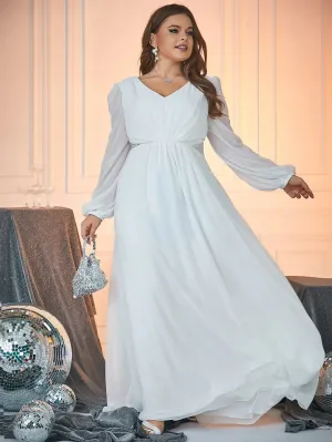 Classic Bridal Gown Plus Size Long Sleeve Wedding Dress
