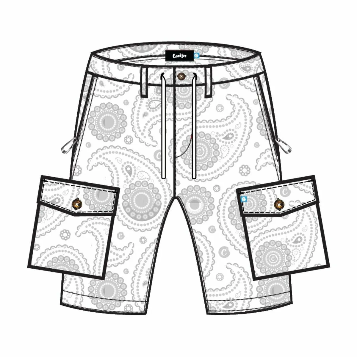 Cookies Casablanca White Paisley Cargo Shorts (1557B5869)