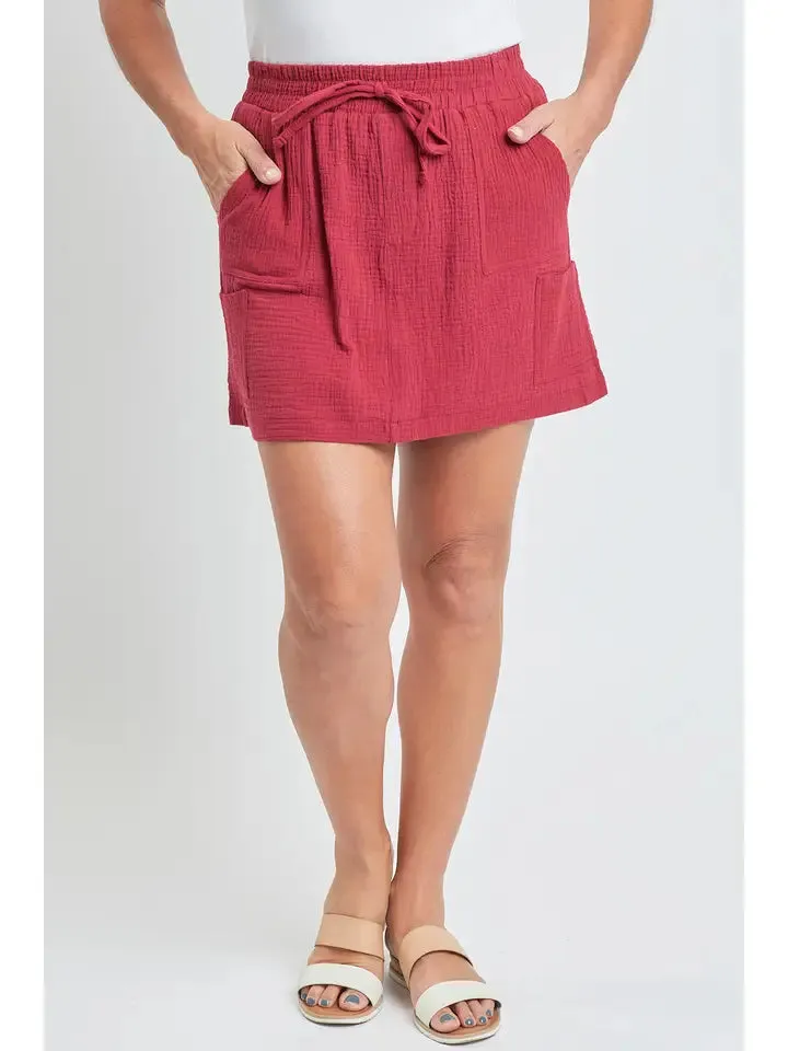 Cotton Gauze Porkchop & Cargo Pocket Skort (missy)