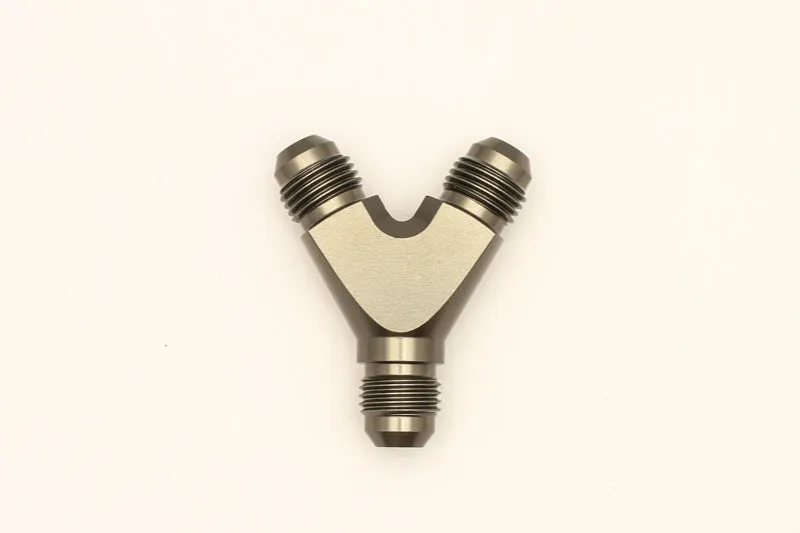 DeatschWerks 6AN Male Flare   6AN Male Flare to 6AN Male Flare Y Block Fitting