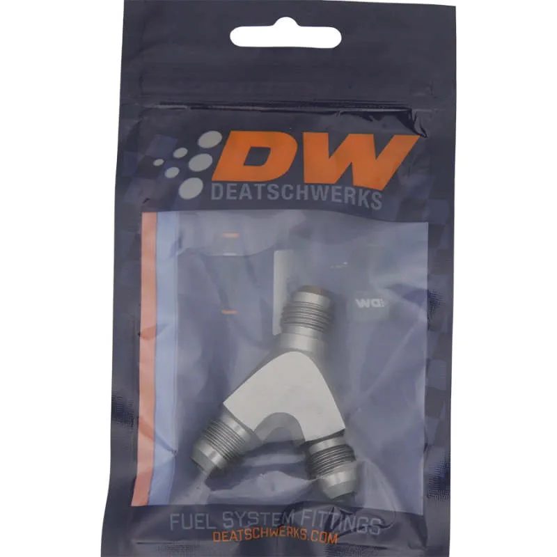 DeatschWerks 6AN Male Flare   6AN Male Flare to 6AN Male Flare Y Block Fitting