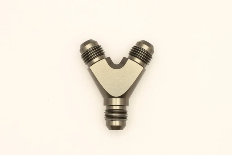 DeatschWerks 6AN Male Flare   6AN Male Flare to 6AN Male Flare Y Block Fitting