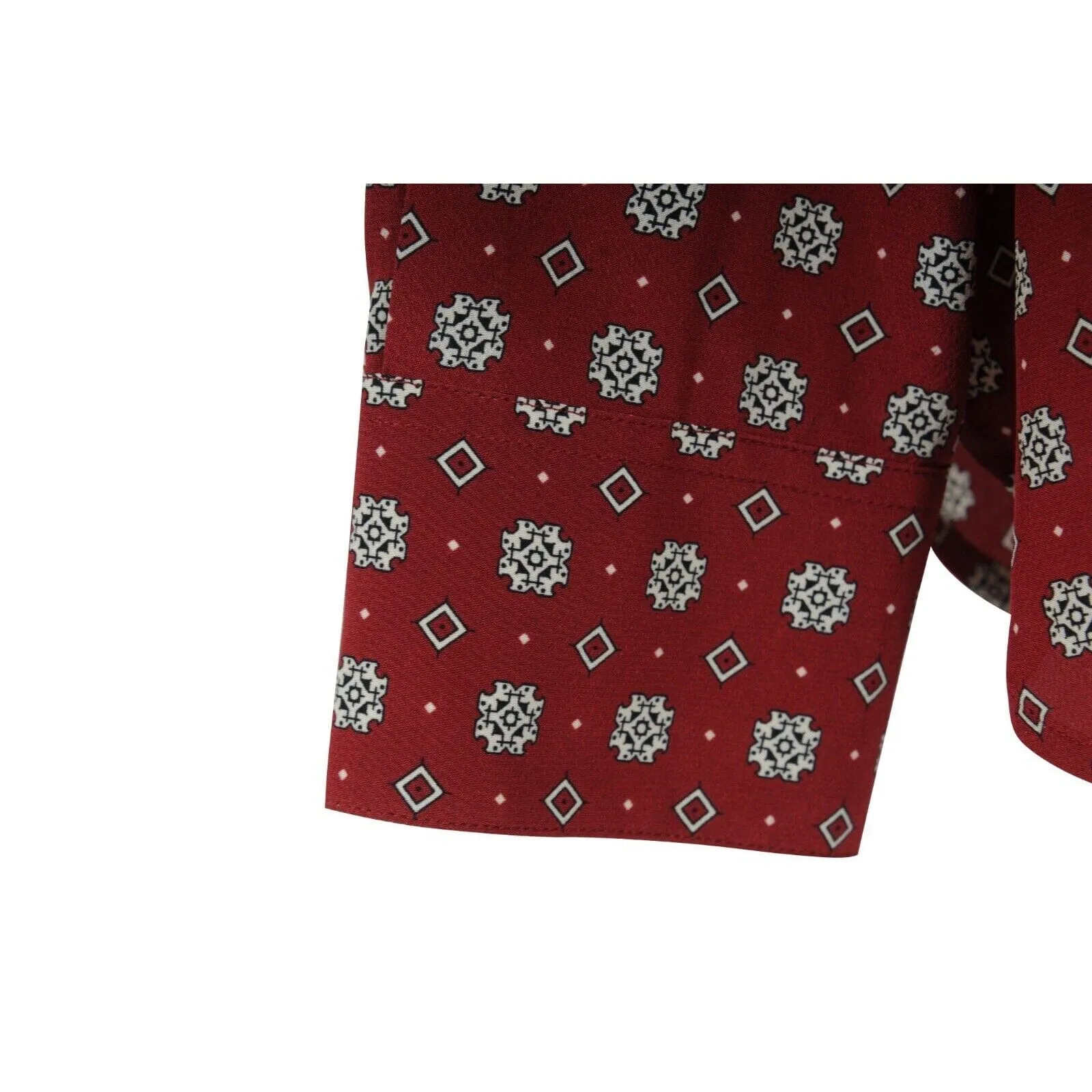 Diamond Checkered Button Down Shirt Red Black Silk