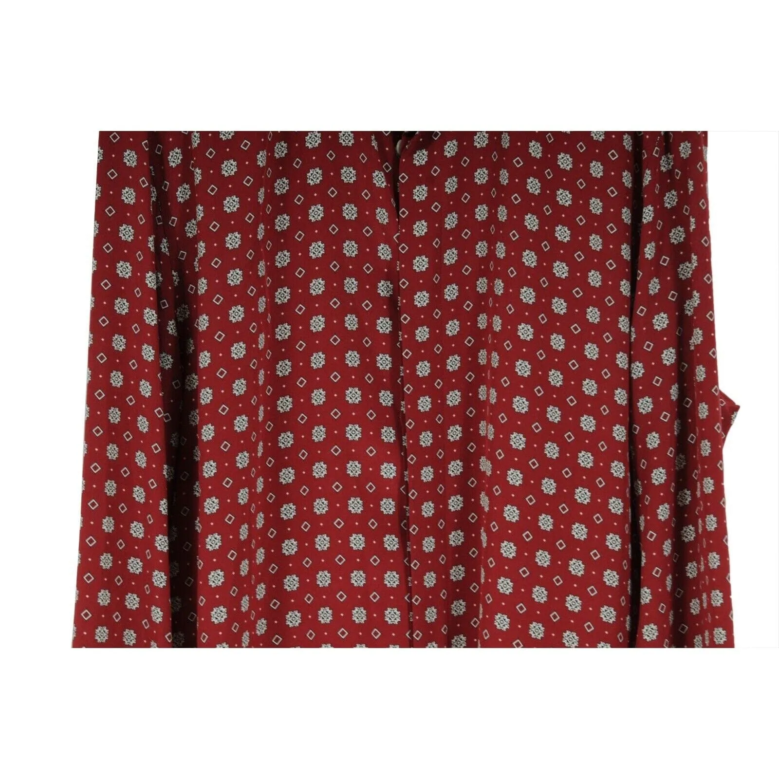 Diamond Checkered Button Down Shirt Red Black Silk