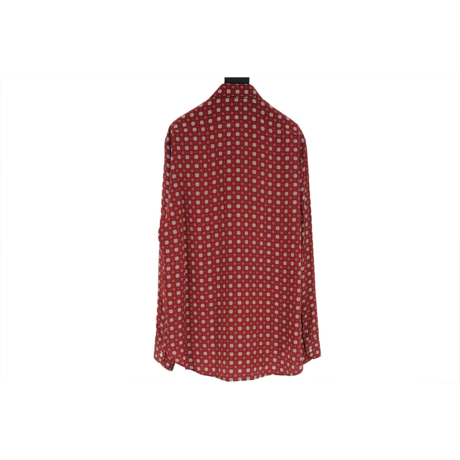 Diamond Checkered Button Down Shirt Red Black Silk