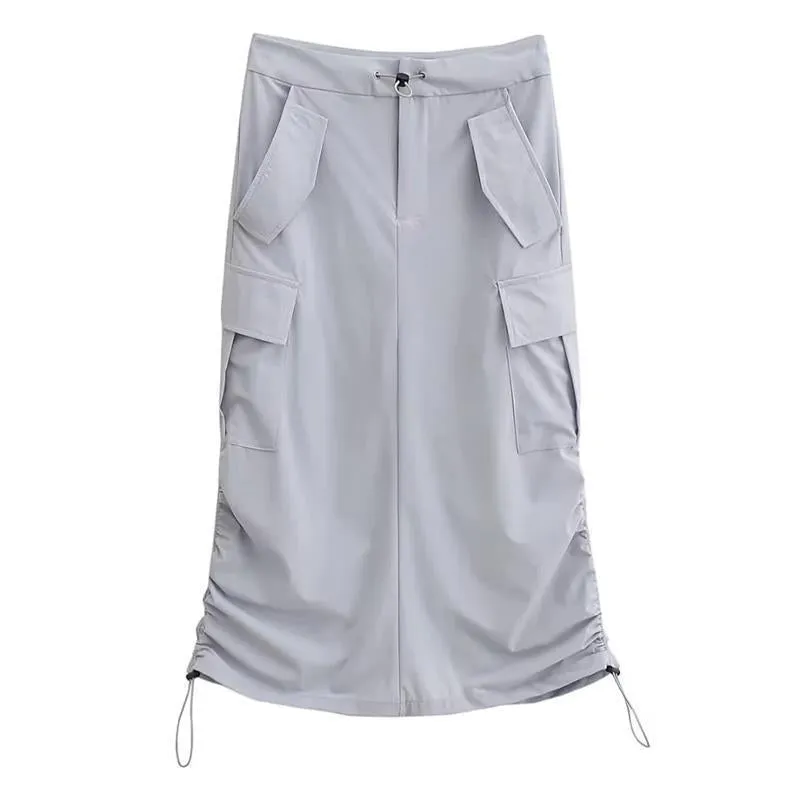 Double Drawstring Pocket Maxi Skirt