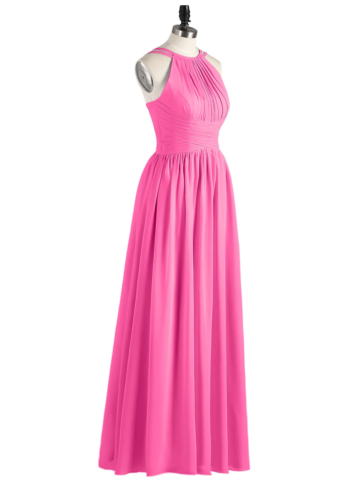 Double Strap Halter Long Chiffon Gowns-Azalea