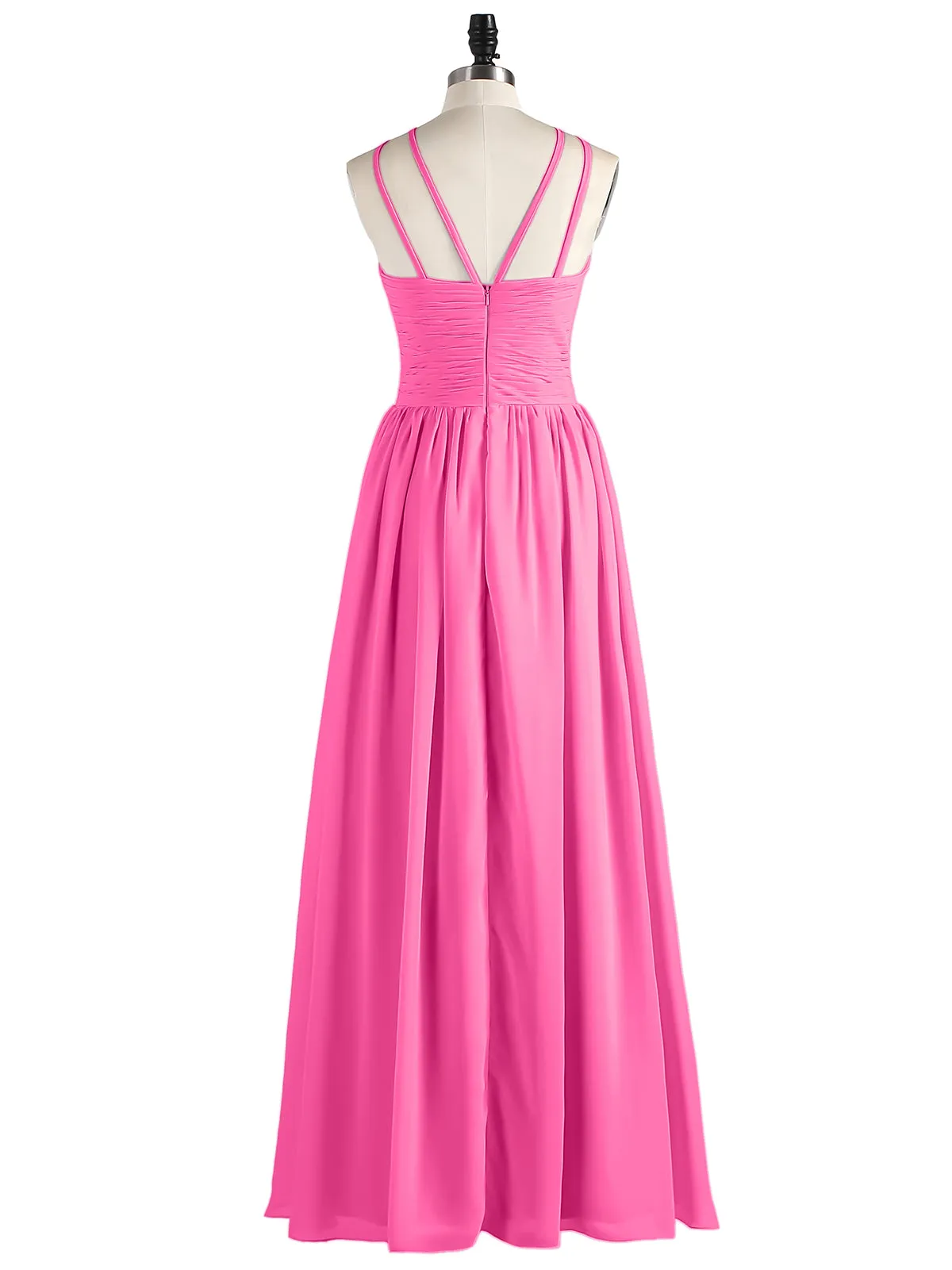 Double Strap Halter Long Chiffon Gowns-Azalea