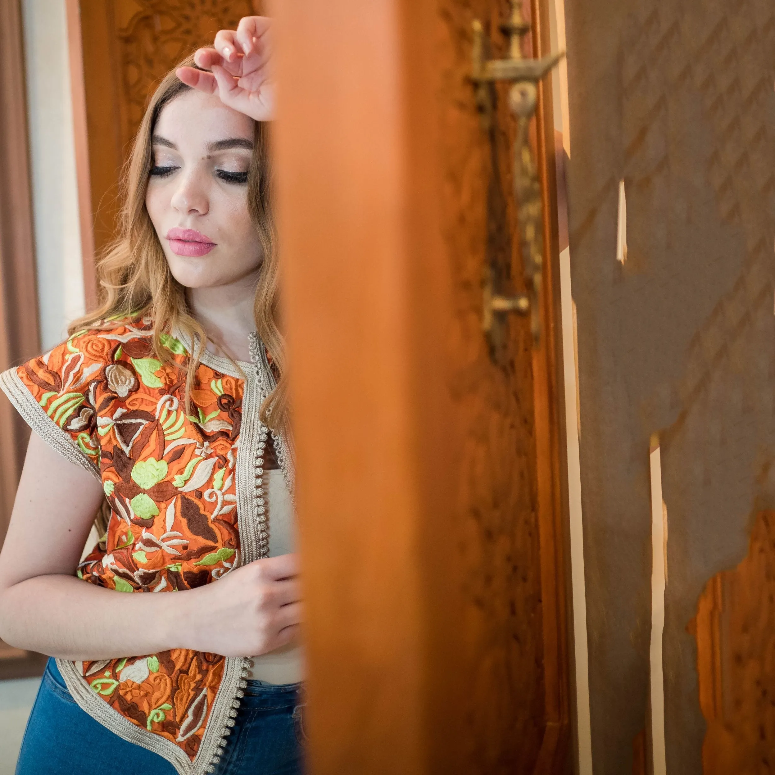 Embroidered Orange Vest