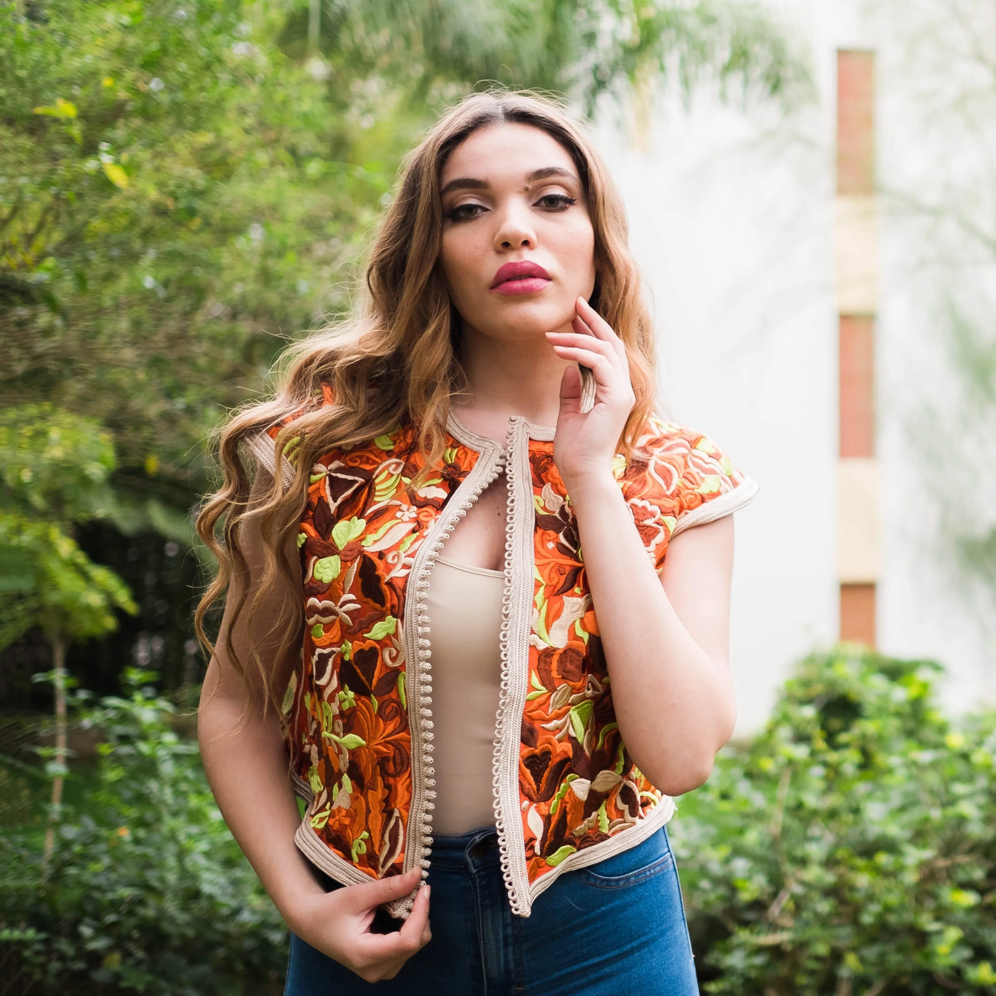 Embroidered Orange Vest