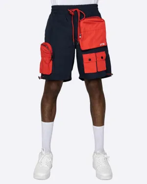 EPTM COLOR BLOCK HYPER CARGO SHORTS (Navy/Red)