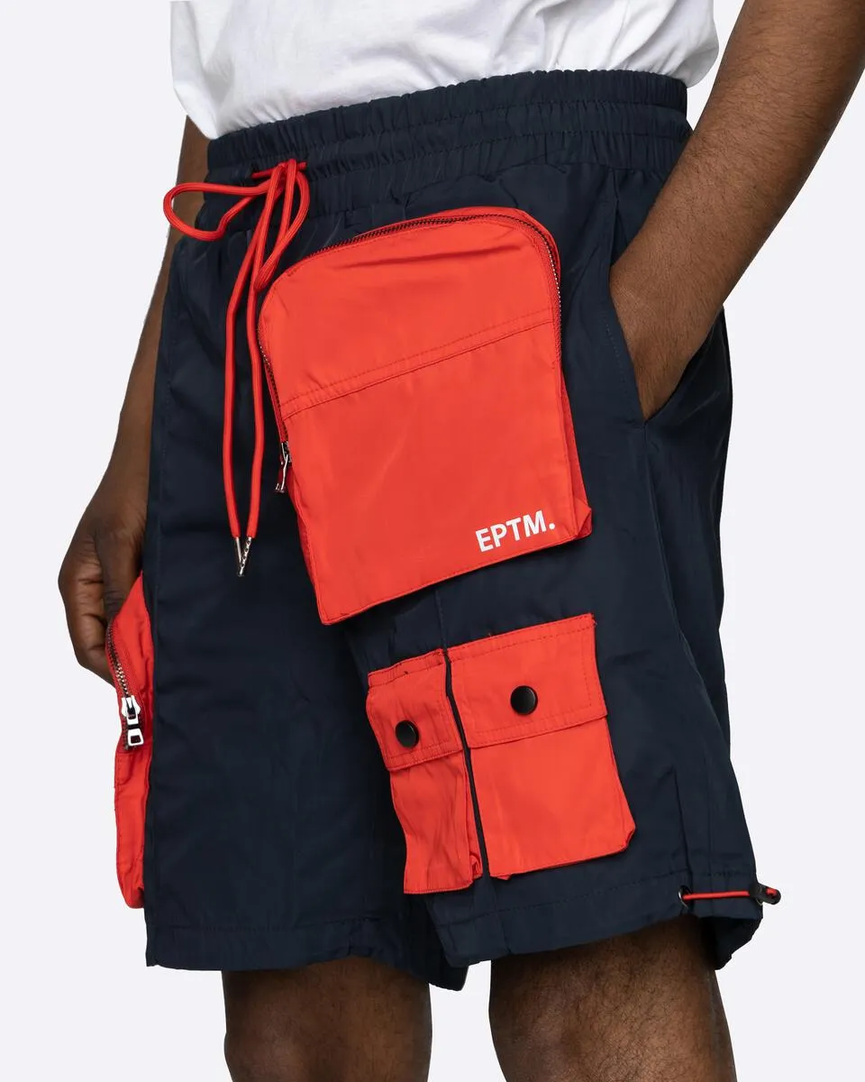 EPTM COLOR BLOCK HYPER CARGO SHORTS (Navy/Red)