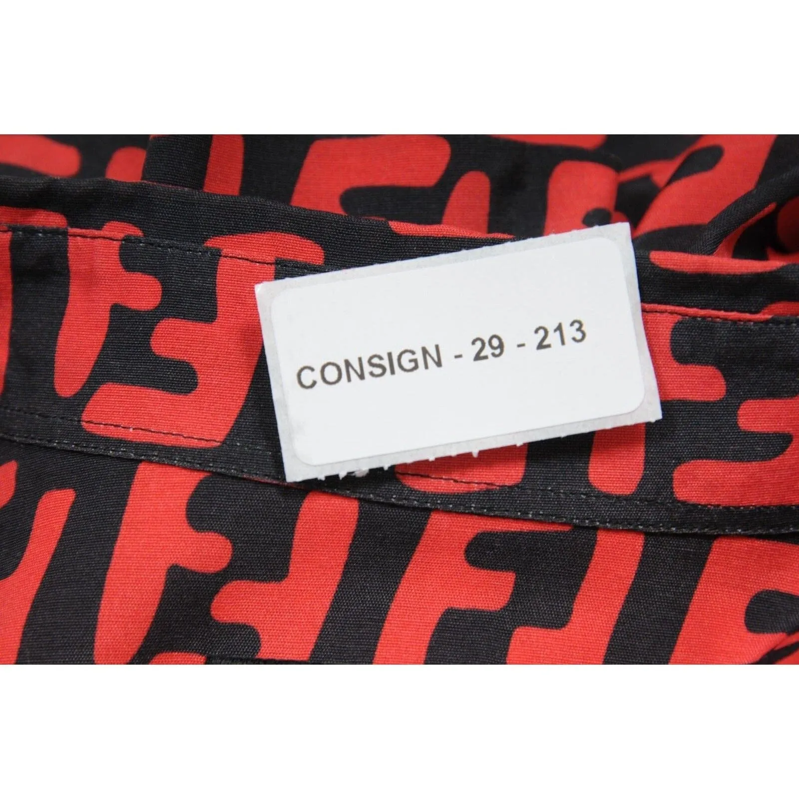 FF Logo Button Down Shirt Black Red Viscose Short Sleeve