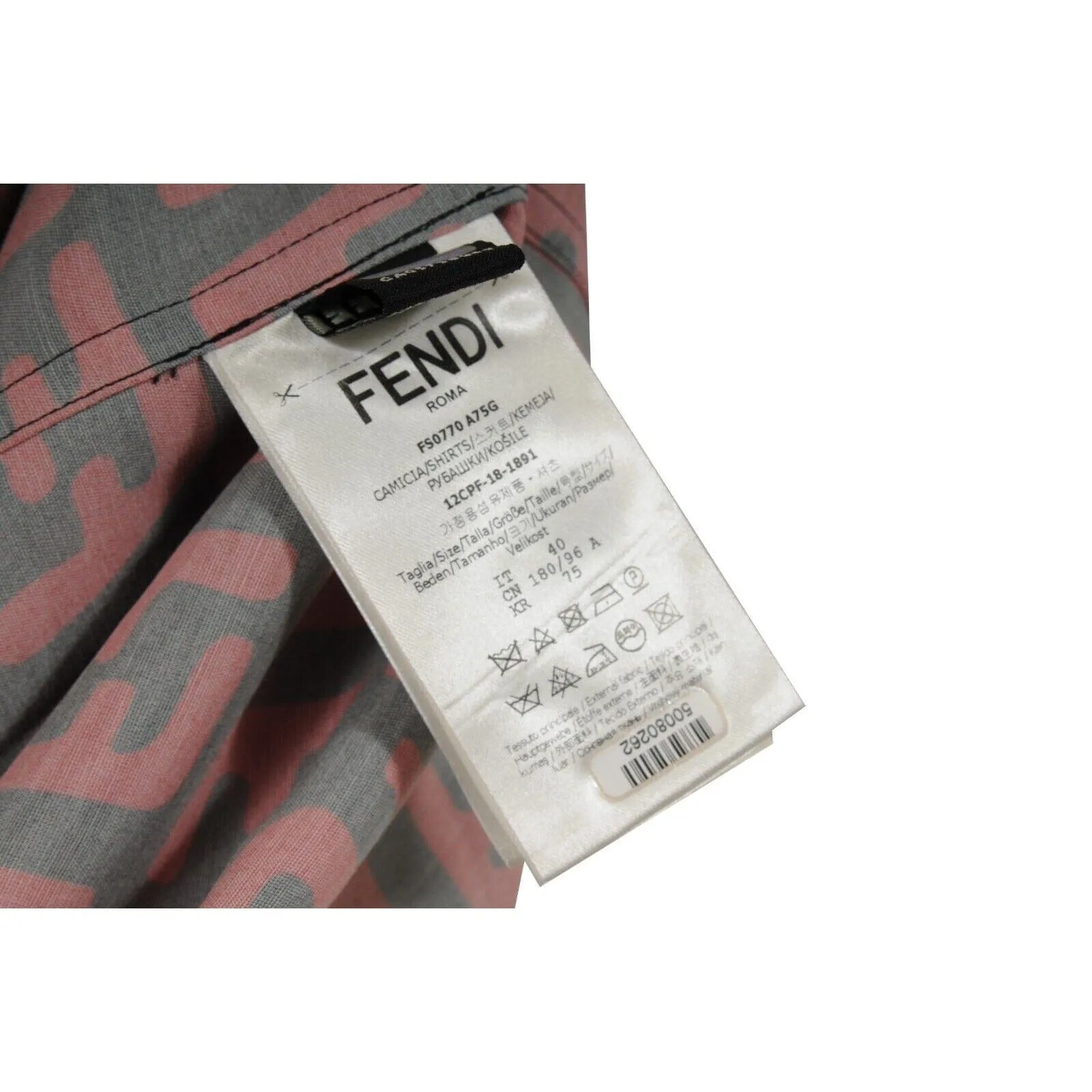 FF Logo Button Down Shirt Black Red Viscose Short Sleeve