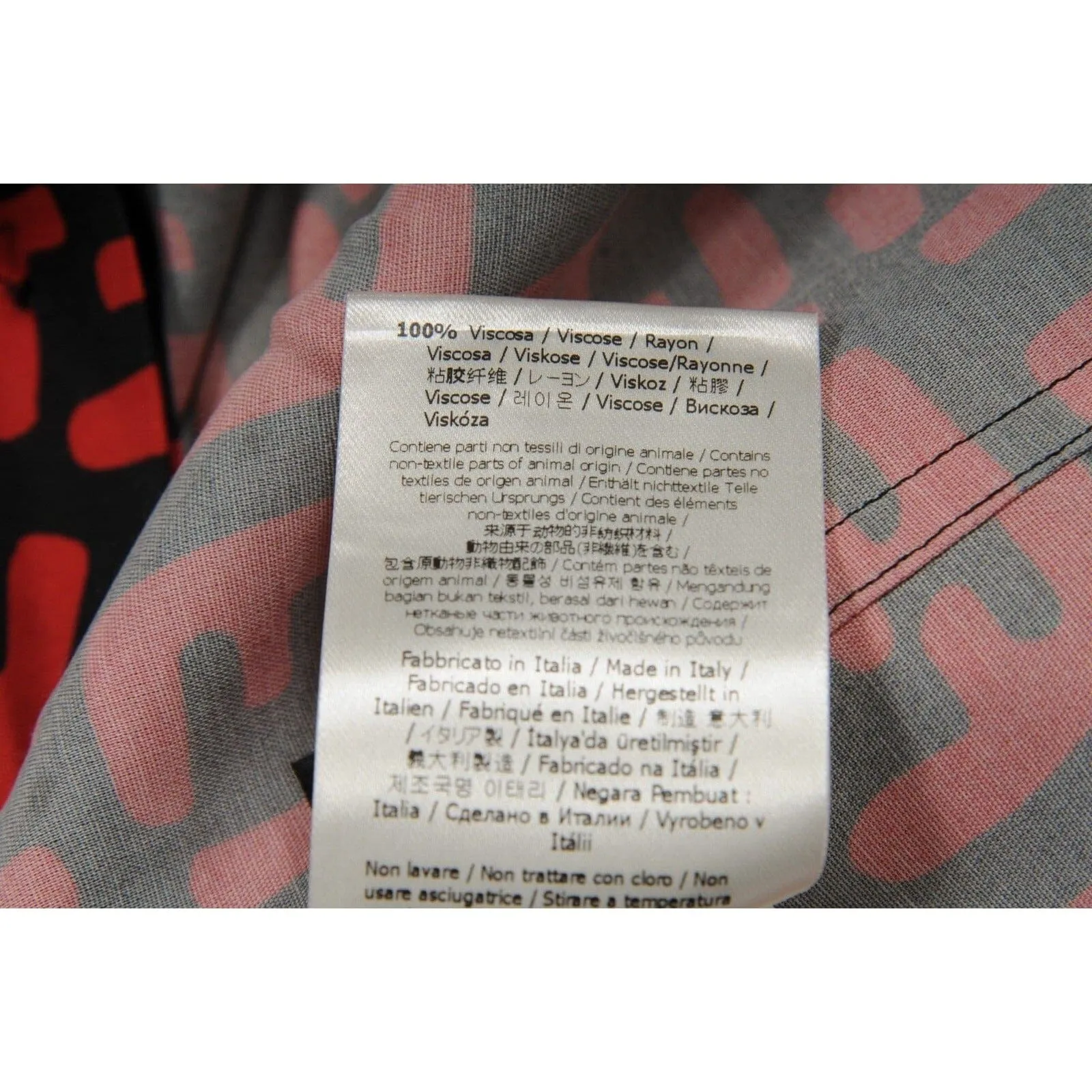 FF Logo Button Down Shirt Black Red Viscose Short Sleeve