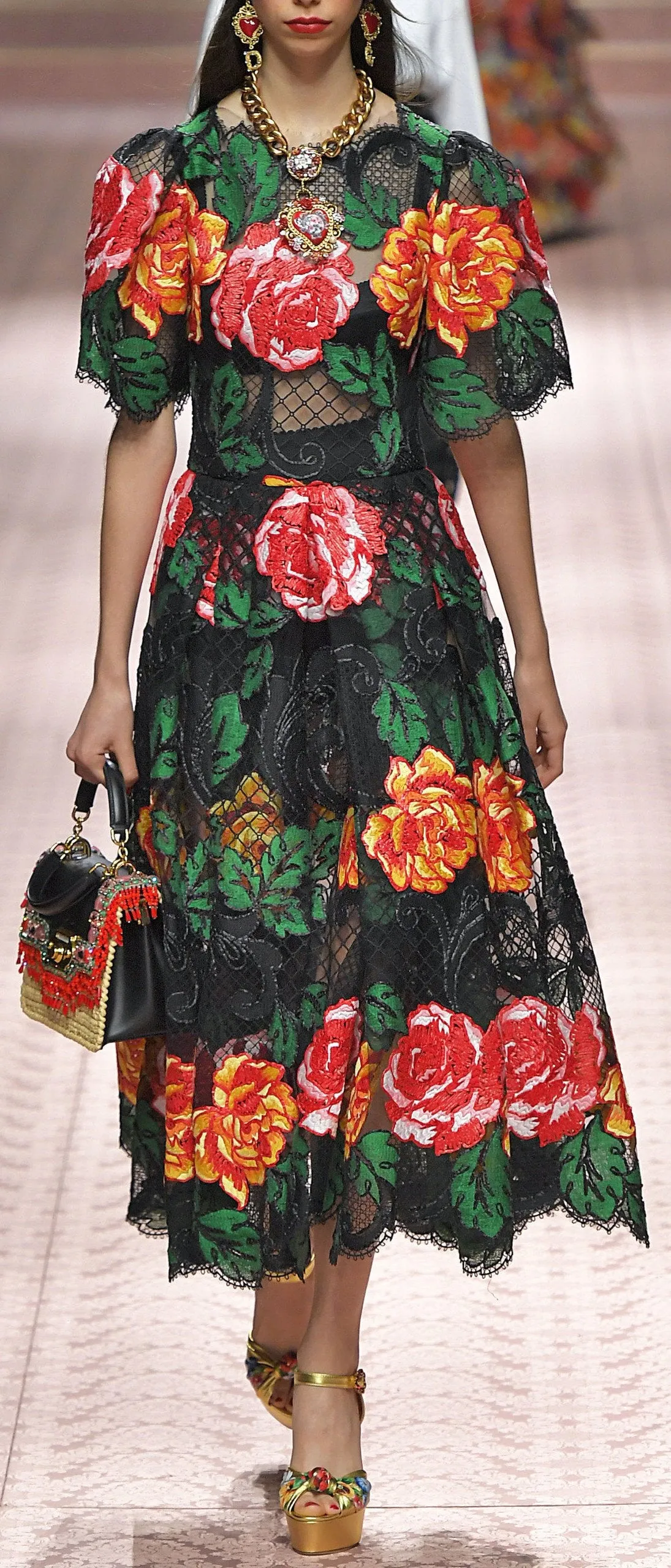 Floral Embroidered Short Sleeve Dress