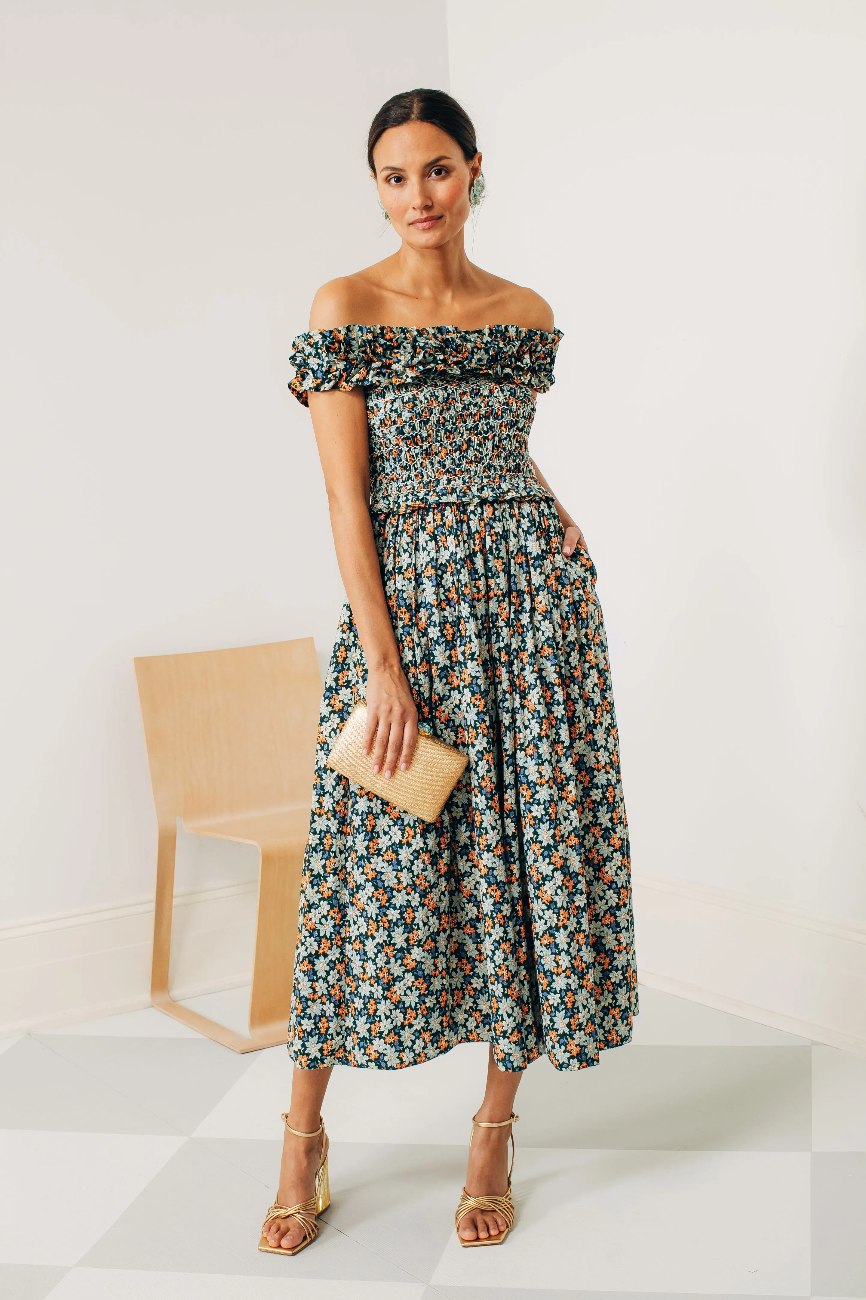 Forrest Peggy Floral Off Shoulder Dress