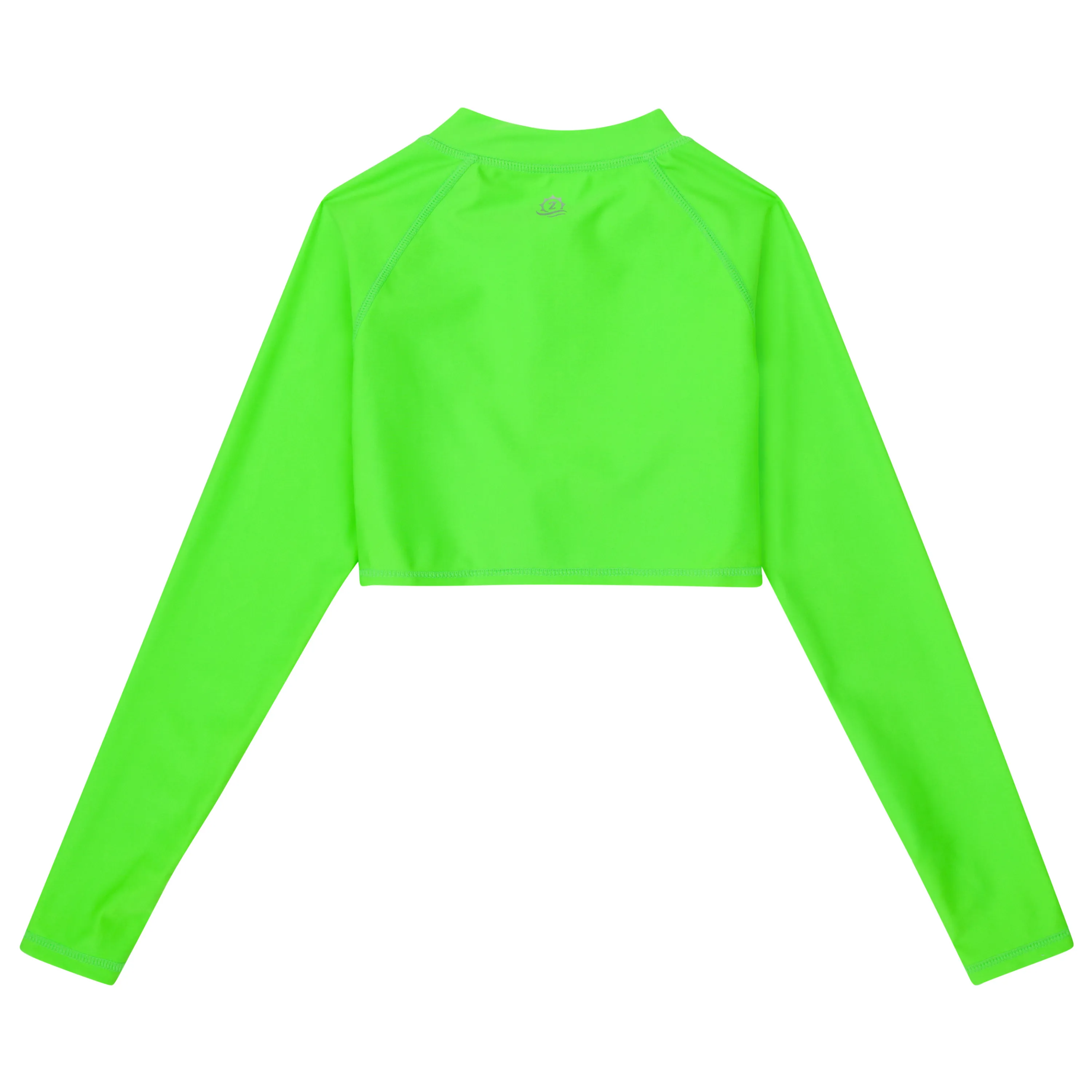 Girls Long Sleeve Crop Rash Guard | "Neon Green"