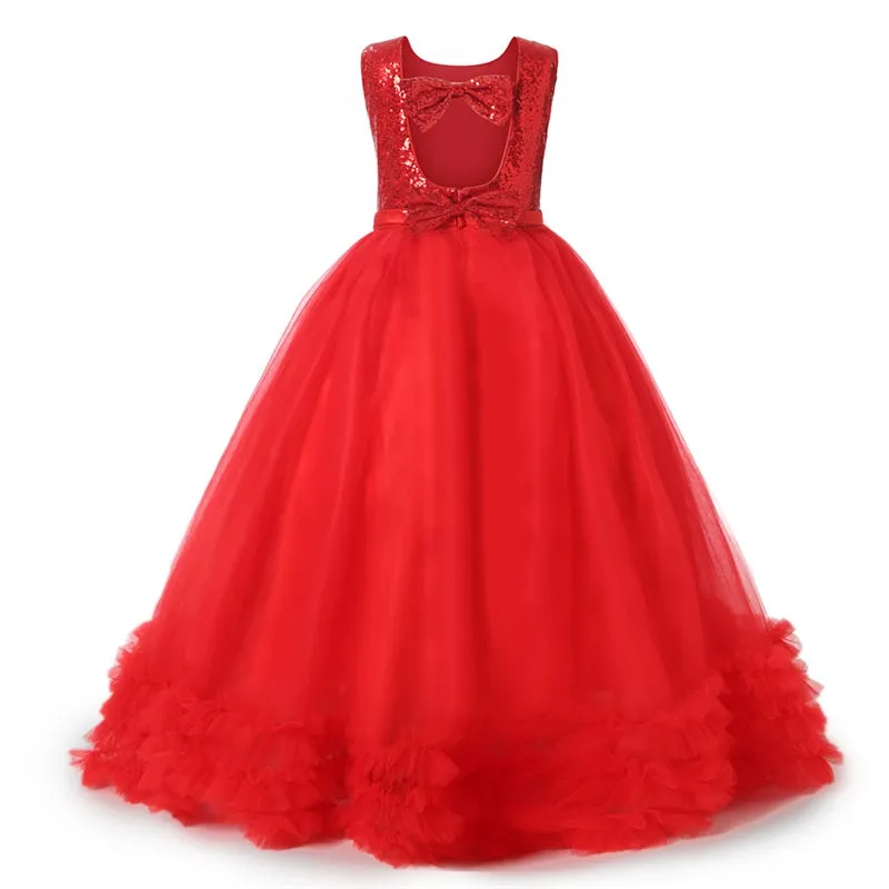 Girls Princess Wedding Party Dresses Sequin Vestido Children Dress For Teenage Girls Dresses