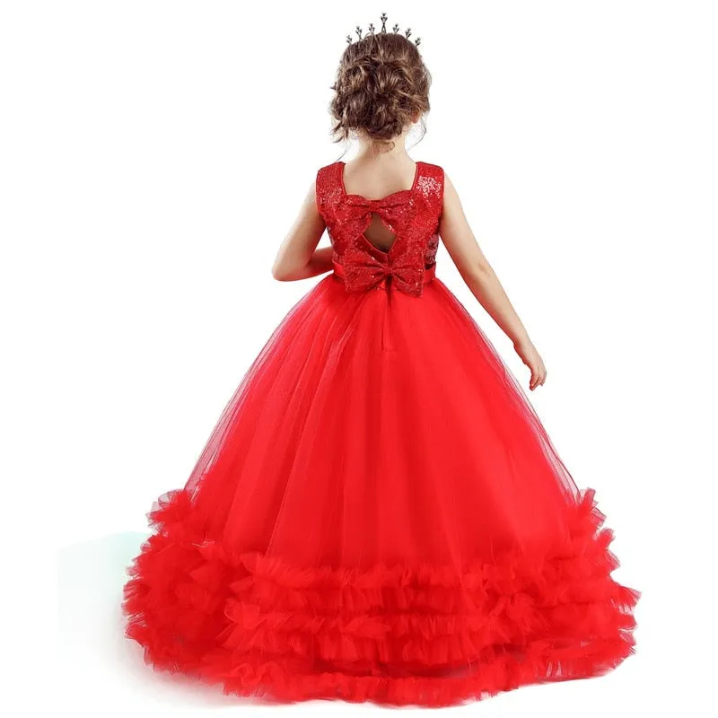 Girls Princess Wedding Party Dresses Sequin Vestido Children Dress For Teenage Girls Dresses